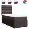 Image de vidaXL Lit boxspring avec matelas brun foncé 90x200 cm Tissu