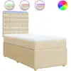 Image de vidaXL Lit boxspring avec matelas Crème 90x200 cm Tissu