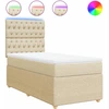 Image de vidaXL Lit boxspring avec matelas Crème 100x200 cm Tissu