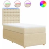 Image de vidaXL Lit boxspring avec matelas Crème 100x200 cm Tissu