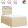Image de vidaXL Lit boxspring avec matelas Crème 120x190 cm Tissu