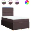 Image de vidaXL Lit boxspring avec matelas brun foncé 120x200 cm Tissu