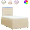 Image de vidaXL Lit Boxspring avec matelas Crème 120x200 cm Tissu