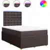 Image de vidaXL Lit boxspring avec matelas brun foncé 120x200 cm Tissu