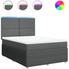 Image de vidaXL Lit boxspring avec matelas gris foncé 140x190 cm Tissu