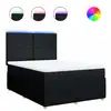 Image de vidaXL Lit boxspring avec matelas noir 140x190 cm Tissu