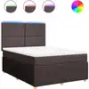 Image de vidaXL Lit boxspring avec matelas brun foncé 140x190 cm Tissu