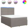 Image de vidaXL Lit boxspring avec matelas Taupe 140x190 cm Tissu