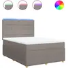 Image de vidaXL Lit boxspring avec matelas Taupe 140x190 cm Tissu