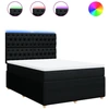 Image de vidaXL Lit boxspring avec matelas noir 140x190 cm Tissu