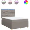 Image de vidaXL Lit boxspring avec matelas Taupe 140x190 cm Tissu