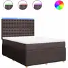 Image de vidaXL Lit boxspring avec matelas brun foncé 140x190 cm Tissu