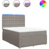 Image de vidaXL Lit boxspring avec matelas Taupe 140x190 cm Tissu