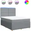 Image de vidaXL Lit boxspring avec matelas gris clair 140x200 cm Tissu