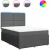 Image de vidaXL Lit boxspring avec matelas gris foncé 140x200 cm Tissu