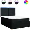 Image de vidaXL Lit boxspring avec matelas noir 140x200 cm Tissu