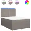 Image de vidaXL Lit boxspring avec matelas Taupe 140x200 cm Tissu