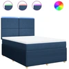 Image de vidaXL Lit boxspring avec matelas bleu 140x200 cm Tissu