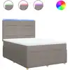 Image de vidaXL Lit boxspring avec matelas Taupe 140x200 cm Tissu