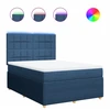 Image de vidaXL Lit boxspring avec matelas bleu 140x200 cm Tissu
