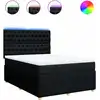 Image de vidaXL Lit boxspring avec matelas noir 140x200 cm Tissu