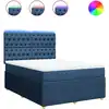 Image de vidaXL Lit boxspring avec matelas bleu 140x200 cm Tissu