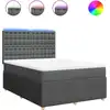Image de vidaXL Lit boxspring avec matelas gris foncé 140x200 cm Tissu