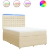 Image de vidaXL Lit boxspring avec matelas Crème 140x200 cm Tissu