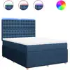 Image de vidaXL Lit boxspring avec matelas bleu 140x200 cm Tissu