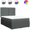 Image de vidaXL Lit boxspring avec matelas gris foncé 160x200 cm Tissu