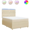 Image de vidaXL Lit boxspring avec matelas Crème 160x200 cm Tissu