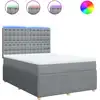 Image de vidaXL Lit boxspring avec matelas gris clair 160x200 cm Tissu