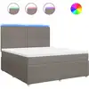 Image de vidaXL Lit boxspring avec matelas Taupe 180x200 cm Tissu