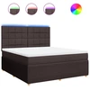 Image de vidaXL Lit boxspring avec matelas brun foncé 180x200 cm Tissu