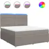 Image de vidaXL Lit boxspring avec matelas Taupe 180x200 cm Tissu