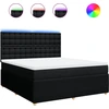 Image de vidaXL Lit boxspring avec matelas noir 180x200 cm Tissu