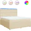 Image de vidaXL Lit boxspring avec matelas Crème 180x200 cm Tissu
