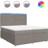 Image de vidaXL Lit boxspring avec matelas Taupe 200x200 cm Tissu