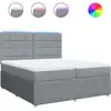 Image de vidaXL Lit boxspring avec matelas gris clair 200x200 cm Tissu
