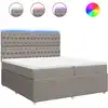 Image de vidaXL Lit boxspring avec matelas Taupe 200x200 cm Tissu