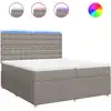 Image de vidaXL Lit boxspring avec matelas Taupe 200x200 cm Tissu