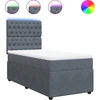 Image de vidaXL Lit boxspring avec matelas gris foncé 90x190 cm velours