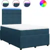 Image de vidaXL Lit boxspring avec matelas bleu 120x200 cm velours