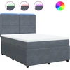 Image de vidaXL Lit boxspring avec matelas gris foncé 140x190 cm velours