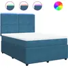 Image de vidaXL Lit boxspring avec matelas bleu 160x200 cm velours