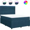 Image de vidaXL Lit boxspring avec matelas bleu 160x200 cm velours