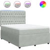 Image de vidaXL Lit boxspring avec matelas gris clair 160x200 cm velours
