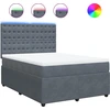 Image de vidaXL Lit boxspring avec matelas gris foncé 160x200 cm velours
