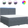 Image de vidaXL Lit boxspring avec matelas gris foncé 180x200 cm velours