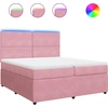 Image de vidaXL Lit boxspring avec matelas rose 200x200 cm velours